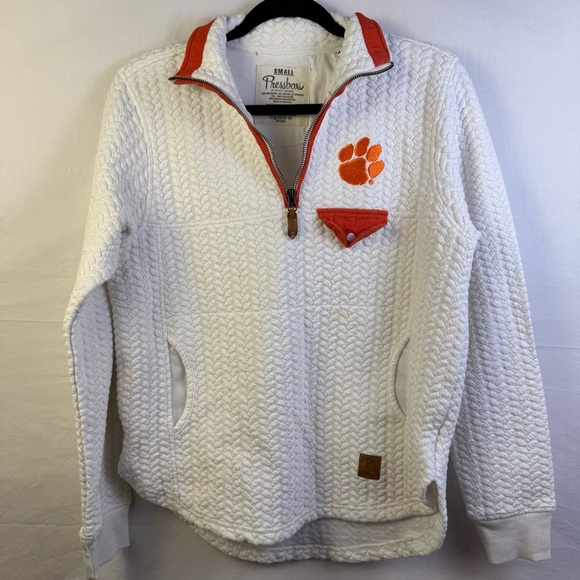 Pressbox Clemson Tigers White Orange Women's Pullover Size S - Picture 1 of 5